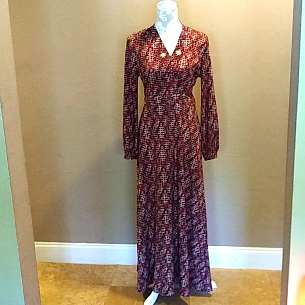 Sheryl Crow embroidered maxi knit dress size M